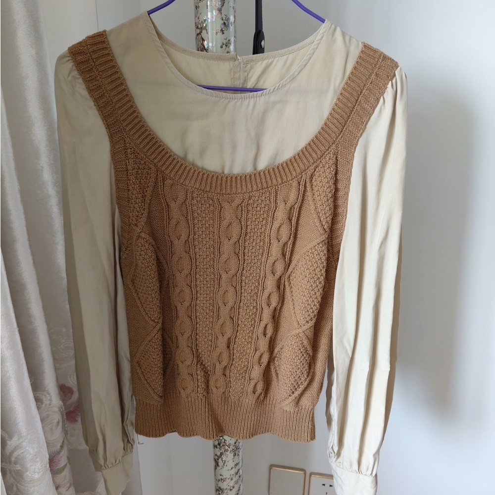 Women's Tan Cable Knit Sweater